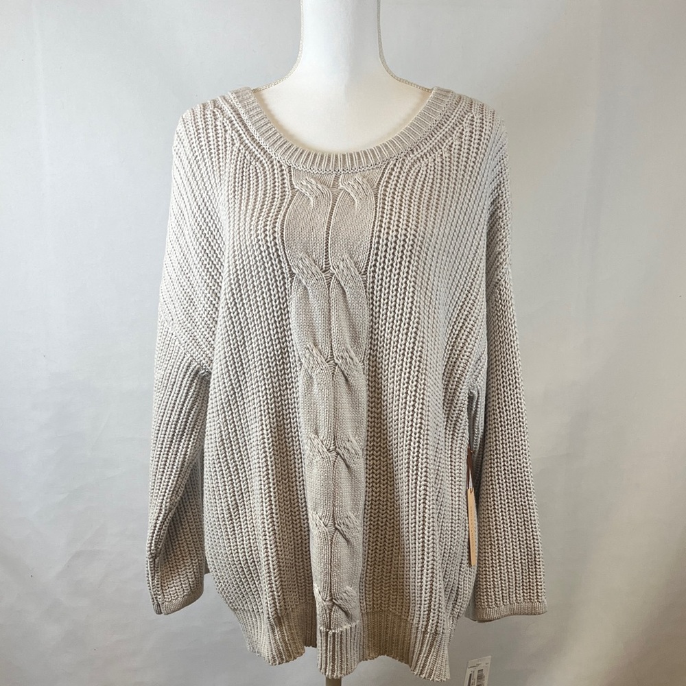 Gibson Latimer NWT Women's Cotton Blend Cable Knit Oversized Sweater Size L